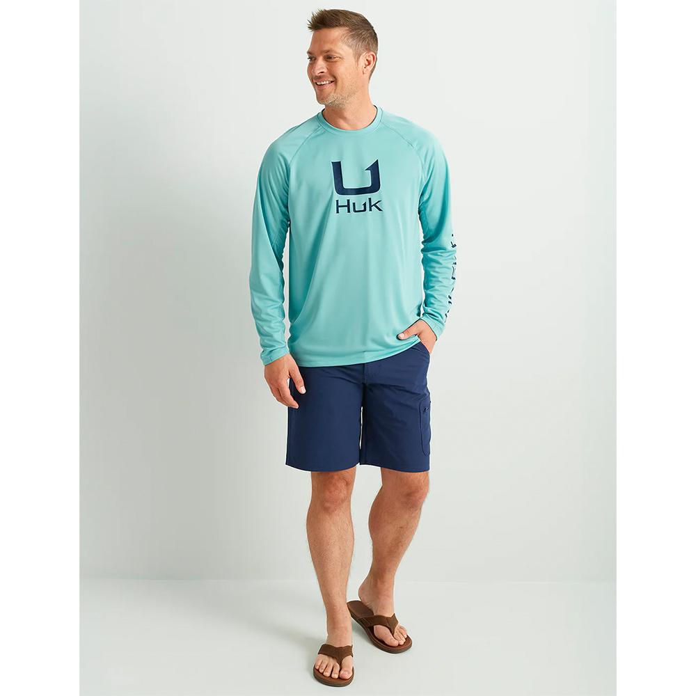 Huk Icon Long Sleeve Crew Shirt Marine Blue Size L