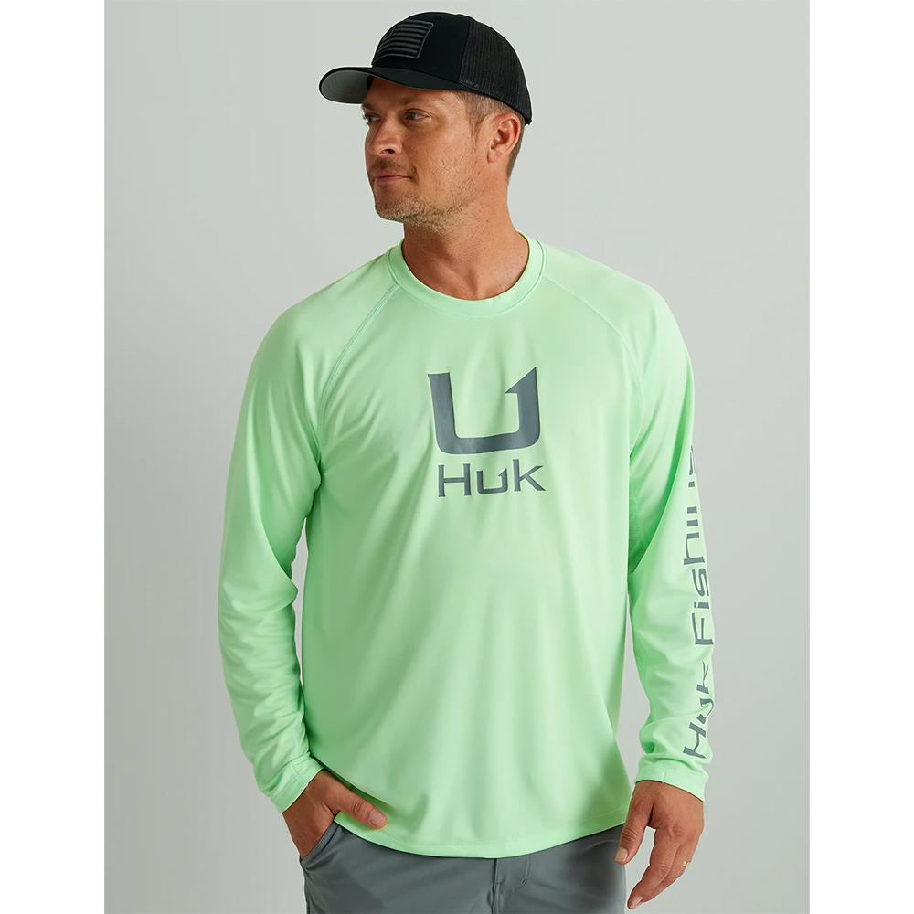 Huk Icon Long Sleeve Crew Shirt in Patina XL