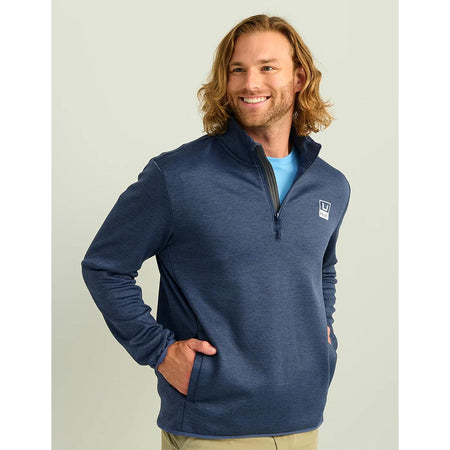 Huk Cold Front Plus Performance 1/4 Zip Long Sleeve Shirt Naval Academy Heather XL