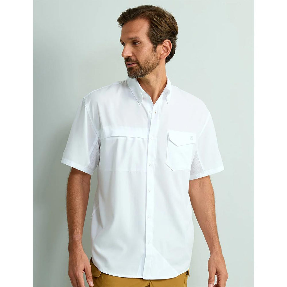Huk Tide Point Men's Short Sleeve Button Down Shirt in White - Size S