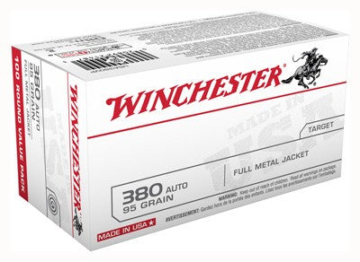 Winchester .380 ACP/Auto USA380VP USA Full Metal Jacket Flat Nose FMJFN 95 Grain