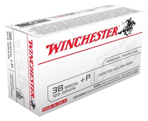 Winchester .38 Special USA38JHP USA +P Jacketed Hollow Point JHP 125 Grain