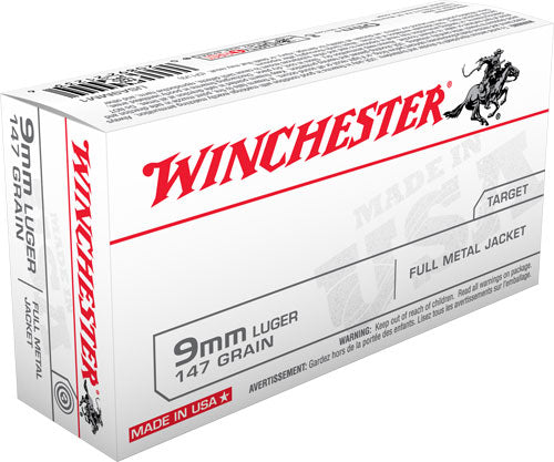 Winchester 9mm Luger/Parabellum USA9MM1 USA Full Metal Jacket Flat Nose FMJFN 147 Grain