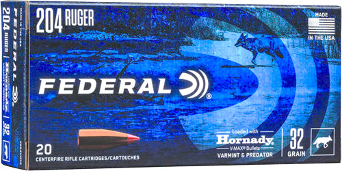 Federal .204 Ruger V204VM32 Varmint & Predator Hornady V-Max 32 Grain