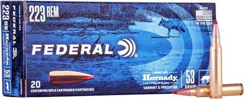 Federal .223 Remington V223VM53 Varmint & Predator Hornady V-Max 53 Grain