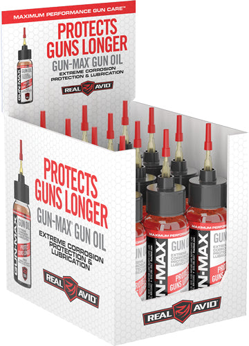 REAL AVID GUN MAX GUN OIL 1 OZ. BOTTLE 12PC. DISPLAY