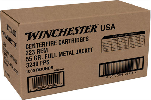 Winchester .223 Remington W2231000 USA Lake City Full Metal Jacket FMJ 55 Grain