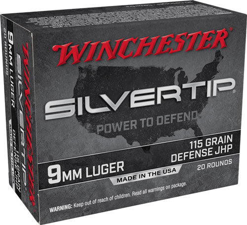 Winchester 9mm Luger/Parabellum W9MMST Silvertip Defense Silvertip Jacket Hollow Point 115 Grain