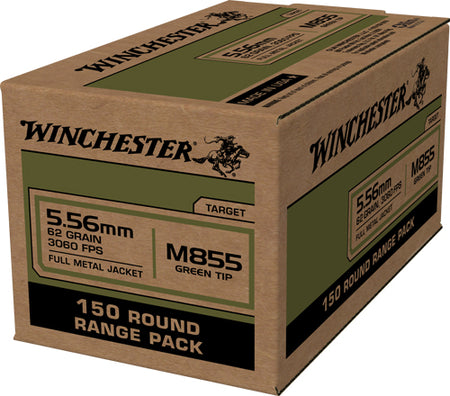 Winchester 5.56x45mm NATO WM855150 M855 Full Metal Jacket FMJ 62 Grain