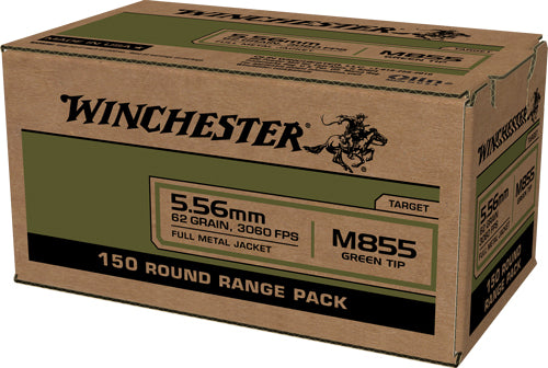 Winchester 5.56x45mm NATO WM855150 USA M855 Green Tip Full Metal Jacket FMJ 62 Grain