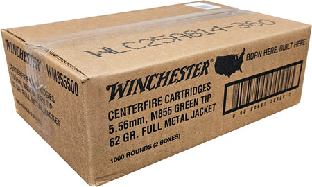 Winchester 5.56x45mm NATO WM855500 USA Lake City M855 Green Tip Full Metal Jacket FMJ 62 Grain