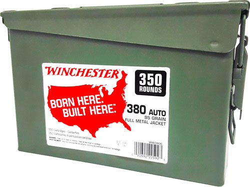 Winchester .380 ACP/Auto WW380C USA Ammo Can Full Metal Jacket FMJ 95 Grain