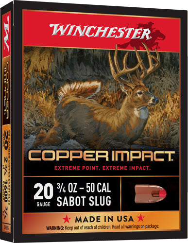 Winchester 20 Gauge X20CLF Copper Impact 2.75" 3/4oz Sabot Slug