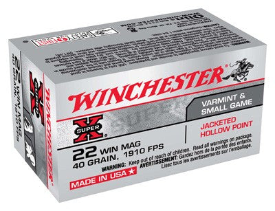 Winchester .22 WMR X22MH Super-X Jacketed Hollow Point JHP 40 Grain