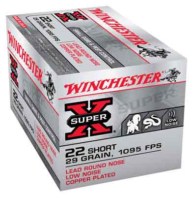 Winchester .22 Short X22S Super X Lead Round Nose Low Noise Copper Plated 29 Grain