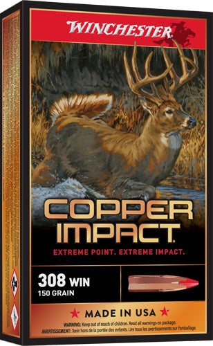 Winchester .308 Win / 7.62x51mm X308CLF Copper Impact Copper Extreme Point Lead-Free 150 Grain