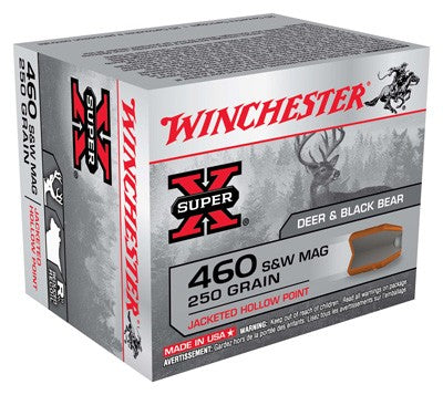 Winchester .460 S&W Mag Handgun Ammo Super X Jacketed Hollow Point JHP 250 grain 