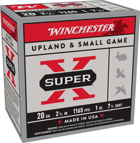 Winchester 20 Gauge Shotgun Shells Super X Heavy Game Load #7.5 1 oz 2.75 in