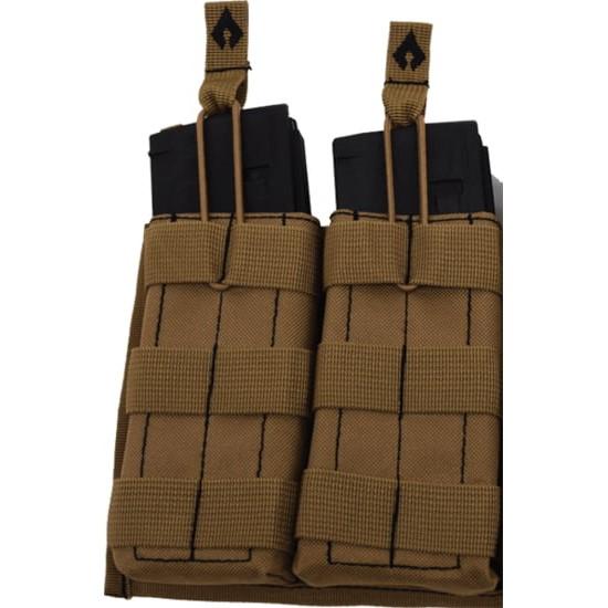 Advance Warrior Solutions Tan Open Top Dual Magazine Pouch MOLLE Compatible