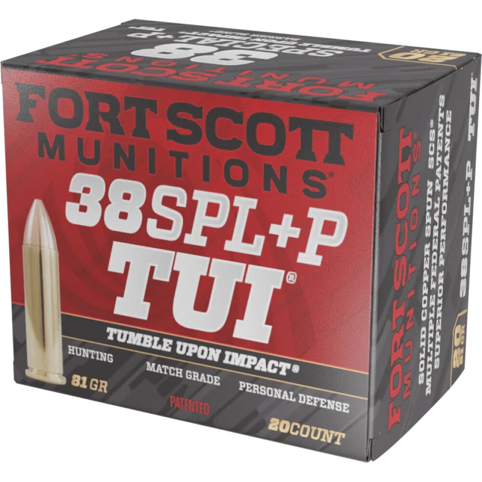Fort Scott Munitions .38 Special 38+P081SCV Tumble Upon Impact (TUI) Fort Defense Solid Copper Spun CS 81 Grain
