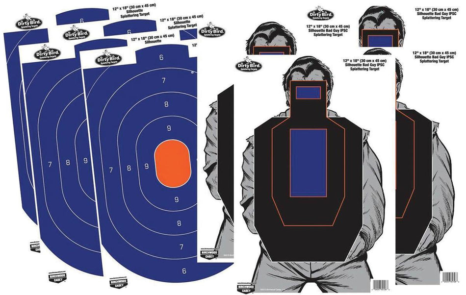 Birchwood Casey Dirty Bird 12x18 Combo Oval & IPSC Silhouette Targets