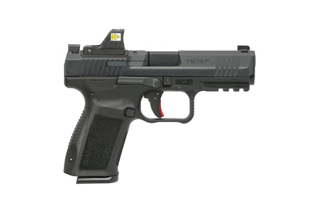Canik HG5637OSVN Mete SF One Series w/Optic 9mm Luger 15+1 4.19" Black Barrel, Black Nitride Steel Serrated w/Optic Slide, Black Polymer Frame w/Beavertail & Picatinny Rail, Interchangeable Backstrap