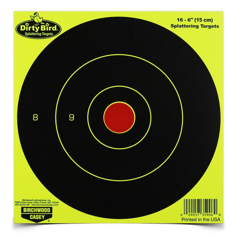 Birchwood Casey Dirty Bird Yellow Bull's Eye 6" Targets 100 Count