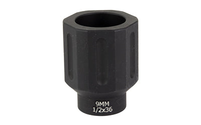 Battle Arms Development HEX FLASHCAN 9MM Blast Diverter, 1/2x36 Thread, Anodized Black Finish