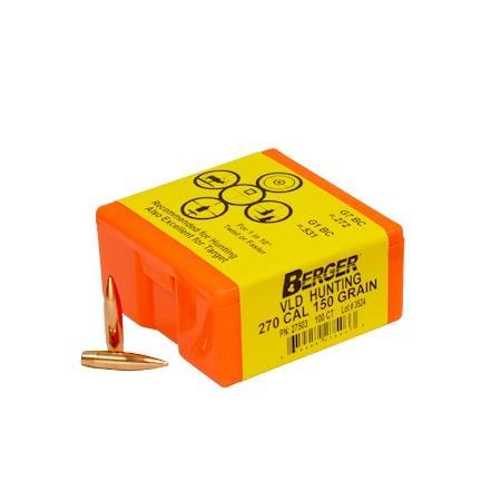 Berger Match .277 Diameter 150 gr VLD Hunting Projectiles 100/box
