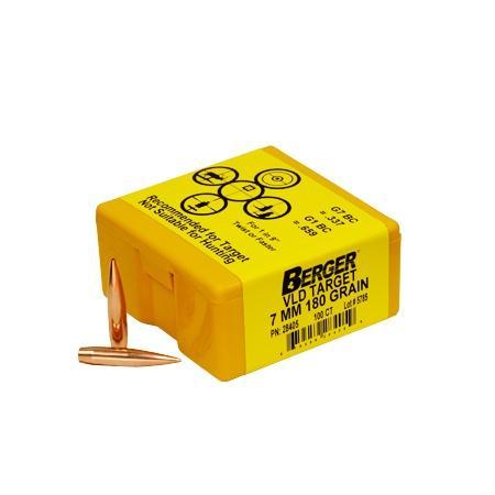 Berger 7mm .284 Diameter 180 Grain VLD Match Target Rifle Bullets 100/box