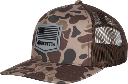 Beretta Trucker Hat PM R112 Rubber Patch Brown Duck Camo