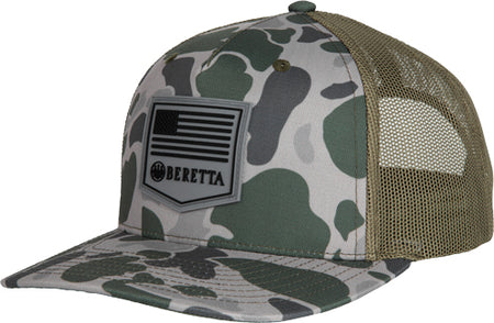 Beretta Trucker Hat PM R112 Rubber Patch Green Duck Camo