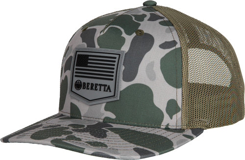 Beretta Trucker Hat PM R112 Rubber Patch Green Duck Camo