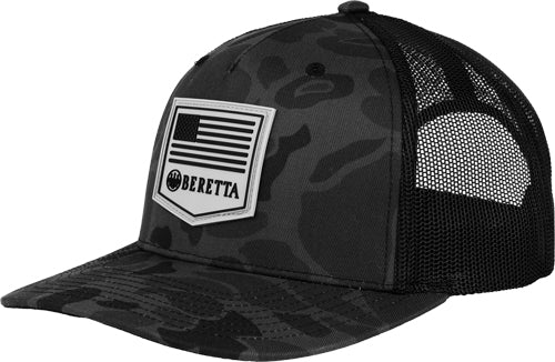 Beretta PM R112 Rubber Patch Trucker Hat Black Duck Camo