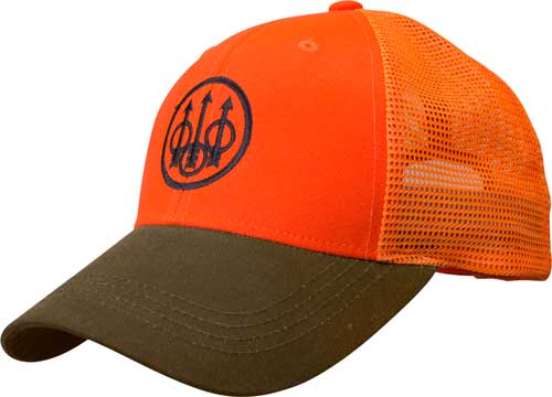Beretta Upland Blaze Mesh Back Trucker Hat Orange Tobacco