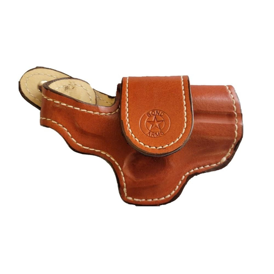 Bond Arms Tan Leather Driving Holster RH 3.5 Inch Barrel with White Stitching