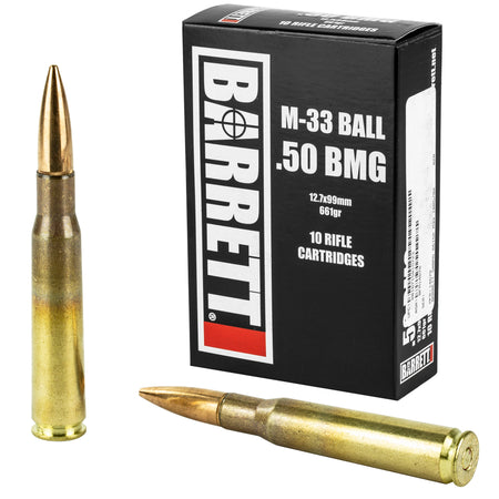 Barrett Firearms .50 BMG Rifle Ammo M33 Ball Full Metal Jacket FMJ 661 grain 