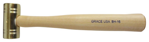 Grace USA Brass Hammer 16 Ounce Hickory Handle Hand Polished