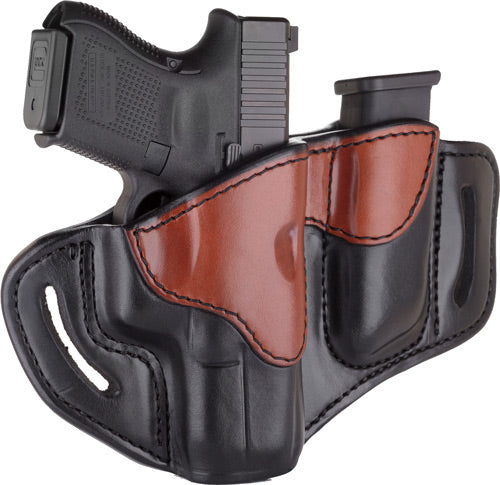 1791 BH2.1 OWB Multi-Fit Right Hand Holster with Magazine Pouch for Glock 17 Brown/Black Leather