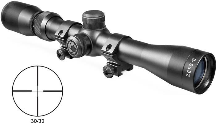 Barska Plinker-22 Riflescope 3-9x32mm with 3/8-Inch Rings 30/30 Reticle Matte Black