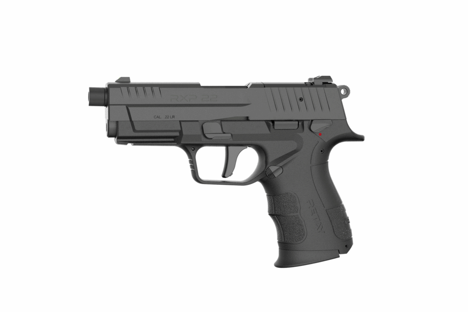 Retay RXP .22 LR Pistol 10+1 4" Black Threaded Barrel, Black Cerakote Optic-Ready Serrated Slide, Polymer Frame with Accessory Rail, Textured Grip