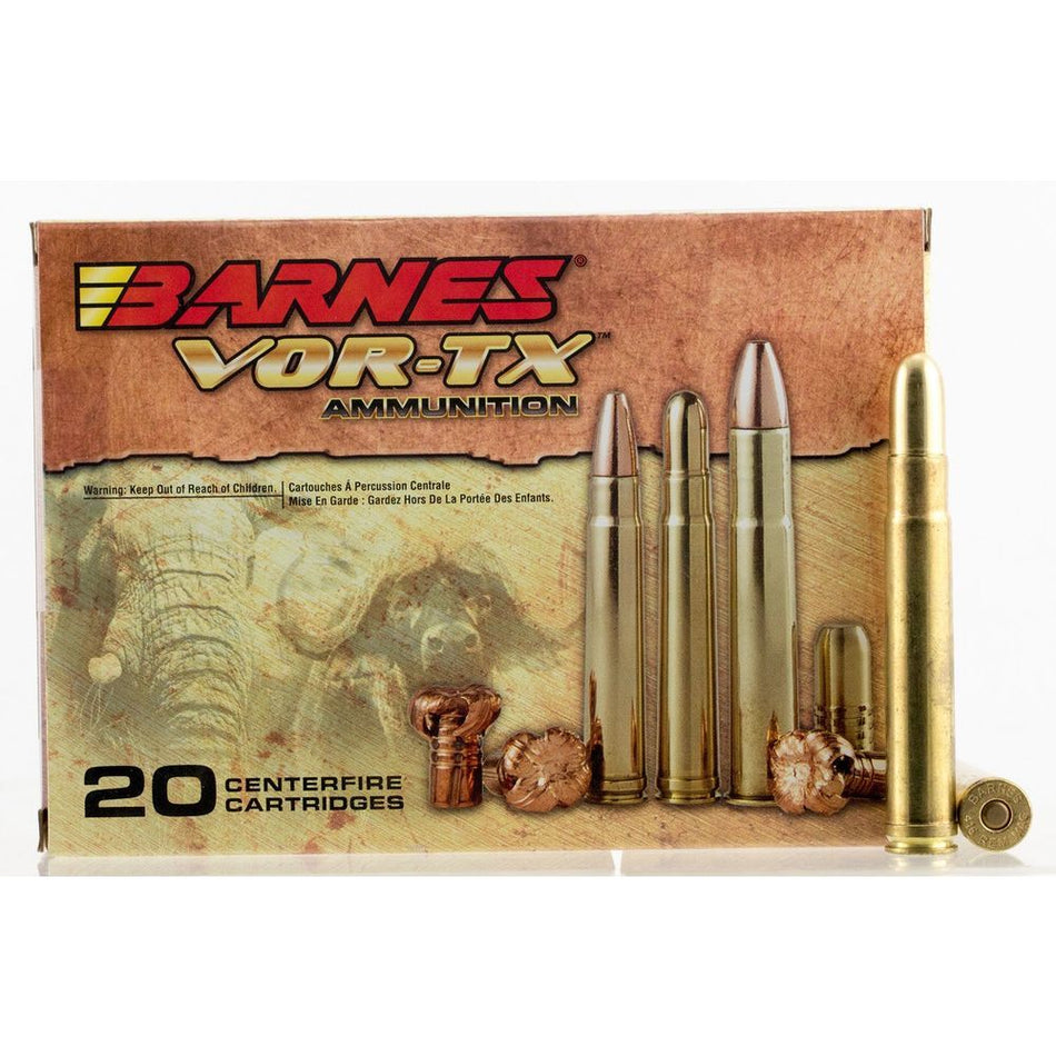 Barnes .375 H&H Mag Rifle Ammo VOR-TX Safari Banded Solid Round Nose Solid 300 grain 