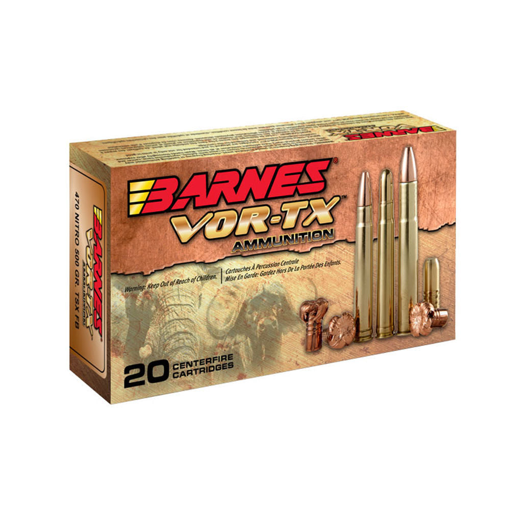Barnes .458 Lott Rifle Ammo VOR-TX Safari Banded Solid Round Nose Solid 500 grain 
