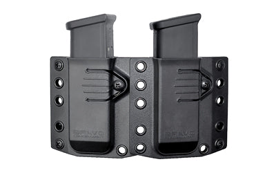 Bravo Concealment BC60-2002 Double Mag Pouch, Medium, OWB Loops, Glock 43X/P365/Hellcat, Black