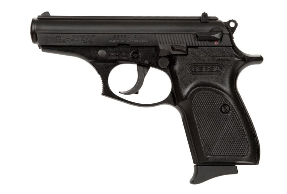 Bersa T22M Thunder Micro-Compact 22 LR 10+1, 3.50" Black Steel Barrel, Matte Black Slide & Frame w/Beavertail