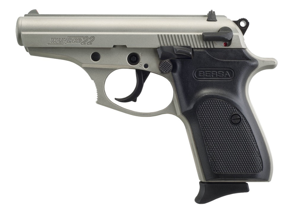 Bersa T22NKL Thunder Micro-Compact 22 LR 10+1, 3.50" Nickel Steel Barrel, Nickel Cerakote Slide, Aluminum Frame w/Beavertail
