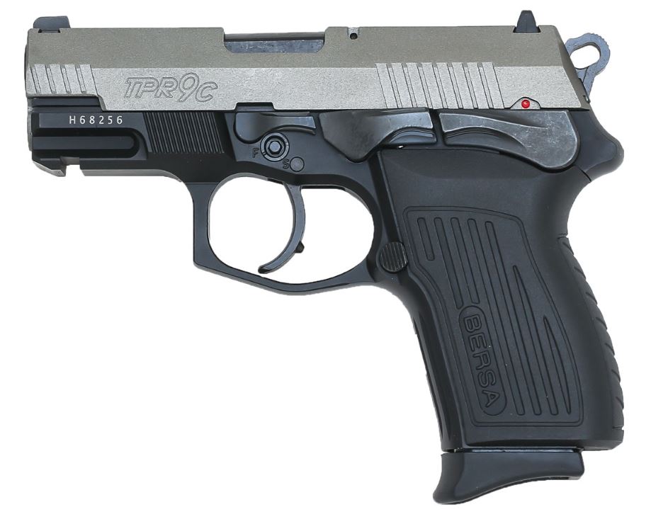 Bersa TPR9CDT TPRC Compact 9mm Luger 13+1, 3.50" Barrel, Nickel Cerakote Slide w/Beavertail