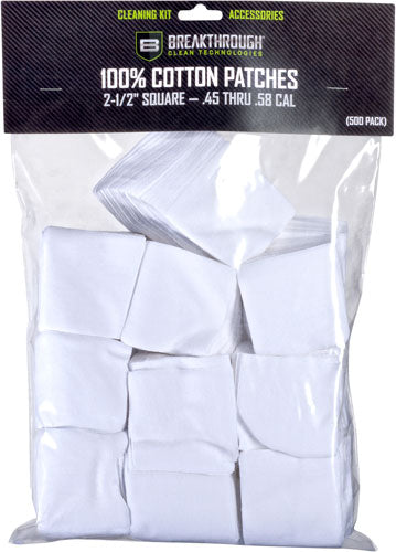 Breakthrough .45-.58 Cal Cotton Cleaning Patches 2.5" Square 50-Pack