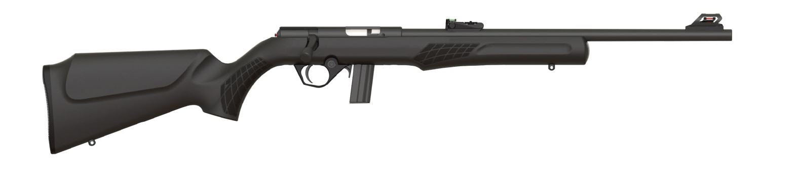 Rossi RB22L1811 RB22 Full Size 22 LR 10+1, 18" Matte Black Button Rifled Free Floating Steel Barrel, Matte Black Stainless Steel Receiver, Black Monte Carlo Stock, Right Hand