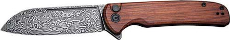CIVIVI Chevalier 3.46" Cuibourtia Wood Handle Black Damascus Blade Folder